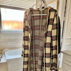 Plaid longline cardigan